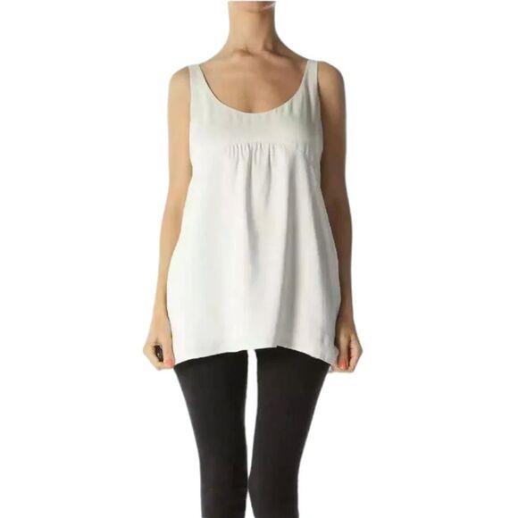 Eileen Fisher Ivory Sleeveless Relaxed Fit 100% Silk Blouse Pockets Size XS - Picture 1 of 8